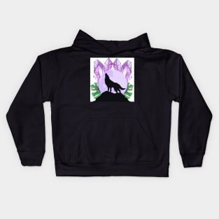 Crystal Ball Wolf with Plants Kids Hoodie